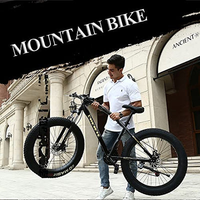 Wmmner Mountainbike 26 Zoll, Fat Tire Bike, Mountainbike Trail Bike mit voller Geschwindigkeit 30/27/24/21/7, Doppelscheibenbremse, High-Carbsu Stahlrahmen, Federung vorne, Urban