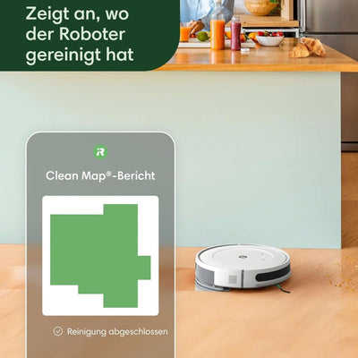 iRobot Roomba Combo Essential Saug- und Wischroboter (Y0112), leistungsstarkes Saugen und Wischen, 4-Stufen-Reinigungssystem, 3 Saugstufen, Spot-Cleaning, steuerbar über App, Tasten oder Sprache, Weiß