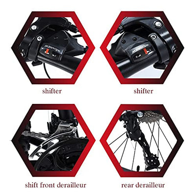 Wmmner Mountainbike 24/26 Zoll, Mountainbike Trail Bike für Erwachsene mit Fettreifen, 7/21/24/27/30, Rahmen aus Stahl mit hohem Kohlenstoffgehalt, doppelte Federung Com