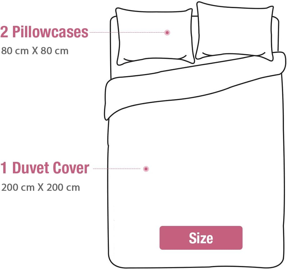 Lekesky Bohemian Bettwäsche 200x200 cm 3 Teilig - Bettbezug mit Reißverschluss und 2 Kissenbezug 80x80cm, Rosa