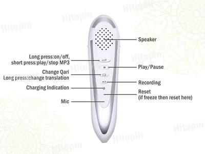 Muslimisches islamisches Koran Lesestift Quran Reading Pen Koran Lese Stift Ideal für Anfänger inkl Koran Stift weitere Bücher Sprecher des Korans für Rezitation und Erklärung for Ramadan Gift