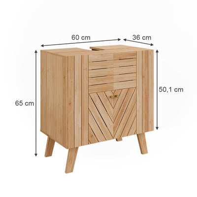 Vicco Waschbeckenunterschrank Lucie, Bambus, 60 x 65 cm mit 2 Türen