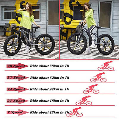 Wmmner Mountainbike für Erwachsene, 24-Zoll-Räder, Herren, Stahlrahmen für Damen, Mountainbikes mit fettigen Reifen, Mountainbike mit hartem Schaft, mechanische Scheibenbremsen, Grau, 27 Gänge