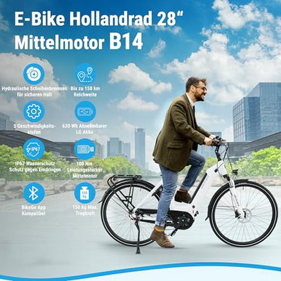 AsVIVA E-Bike B14 Stadtfalter 28 Zoll Citybike - Hollandrad für Damen & Herren | Elektrofahrrad Pedelec 25km/h | Tiefeinsteiger | 250W Motor - 36V 17.5 Ah mit bis zu 150 km Reichweite