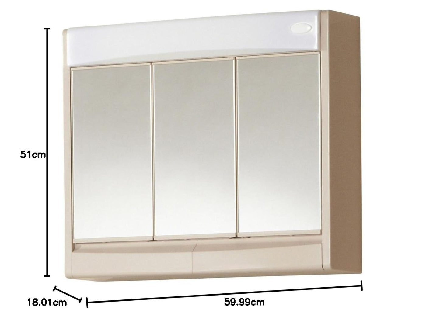 Jokey Spiegelschrank Saphir mit LED Beleuchtung 60 cm breit, Kunststoff Spiegelschrank in Bahamabeige, inkl. Steckdose