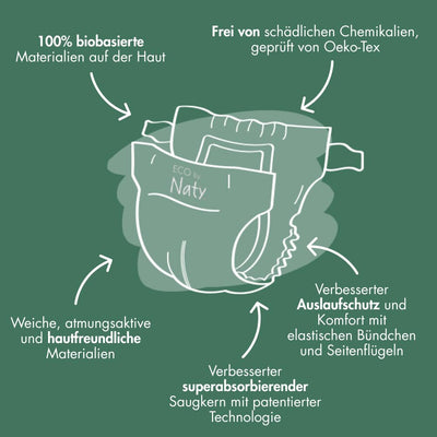 Eco by Naty Baby Öko Windeln - umweltfreundliche Premium-Bio Windeln aus pflanzenbasierten Materialien, ideal für empfindliche Babyhaut (Größe 5 - 80 Stück)