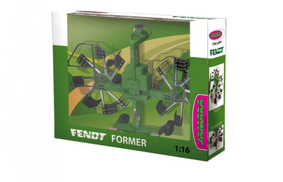 JAMARA 412589 - Fendt Former für RC Fendt Traktor 405035 - rotierende Zinken während des Fahrbetriebs, ferngesteuerte hochklappbare Auslegerarme, Anhängerkupplung vorne, grün
