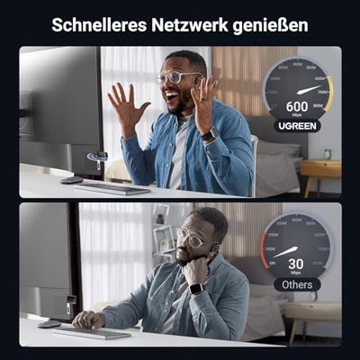 UGREEN WLAN Stick AX900 WiFi 6 Primär WLAN Adapter PC Dual Band 2,4G/5GHz, Internet Stick mit eingebauter Treiber, WPA2-PSK Verschlüsselung, Kompatibel mit Windows 11/10.