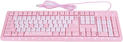 Sxhlseller 104 Tasten USB Wired Keyboard, QWERTY Ultra Thin Cartoon Computer Keyboard, wasserdichte Universal Mechanische Tastatur für Home Business Office Game(Rosa)