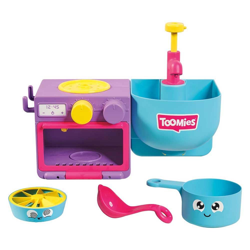 Toomies Bubble & Bake Badewannen Küche, Baby Badespielzeug, Wasserspielzeug, Badespielzeug für Kleinkinder, 2 in 1 Spielset, Badewannenspielzeug geeignet für Kinder ab 18 Monate +