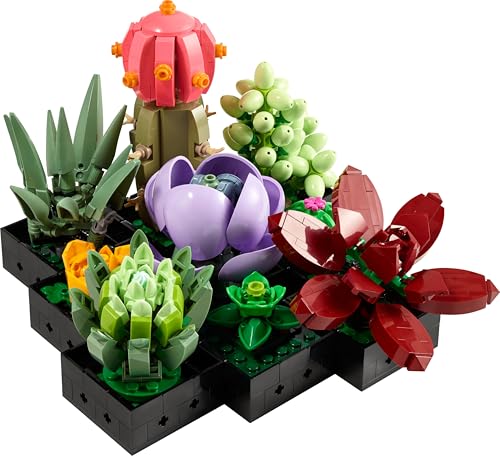 LEGO Botanicals Sukkulenten - Künstliche Blumen Set für Erwachsene - Blumenstrauß Bauset - Kreatives Hobby und Home Deko - Geschenkidee für Frauen & Männer - Botanik Kollektion (9 Pflanzen) 10309