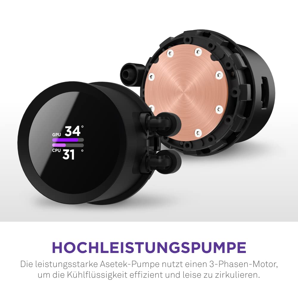 NZXT Kraken 240 - RL-KN240-B1-240mm AIO CPU Wasserkühlung - 1,54" LCD Display 240x240-2x120mm PWM Fans - EIN Breakoutkabel zur einfachen Installation - Schwarz