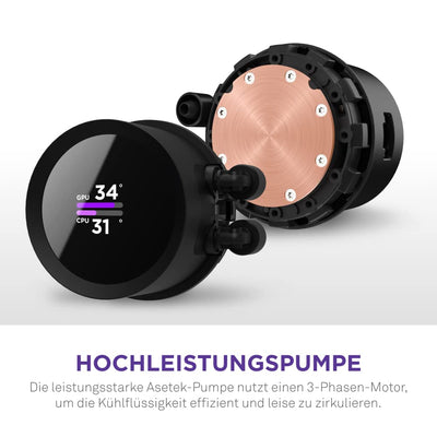 NZXT Kraken 240 - RL-KN240-B1-240mm AIO CPU Wasserkühlung - 1,54" LCD Display 240x240-2x120mm PWM Fans - EIN Breakoutkabel zur einfachen Installation - Schwarz
