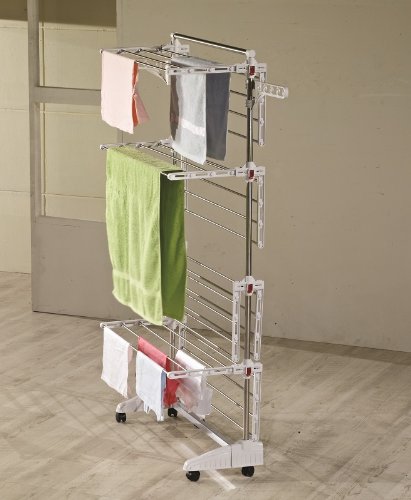 One Click Luxus Wäscheständer hoch - Flügelwäscheständer - Turmwäscheständer auf 4 Ebenen