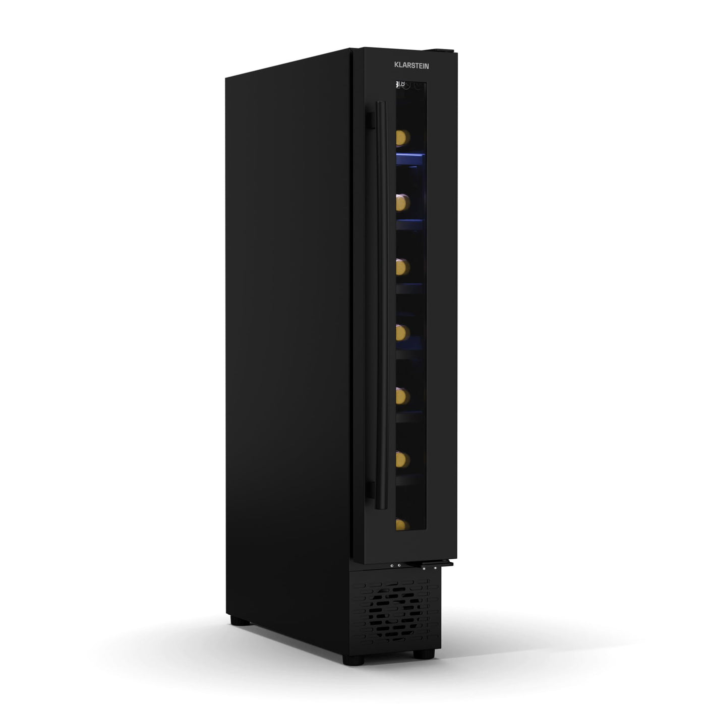 Klarstein Vinovilla 7 Uno Weinkühlschrank Einbau - 7 Flaschen, 1 Zone, 5-18 °C, LED-Beleuchtung, Leiser Betrieb, Mattschwarz, Schmaler Weinkühlschrank