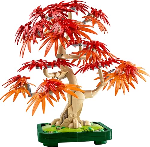 LEGO Botanicals Japanischer Roter Ahorn – Bonsai-Baum - Künstliche Pflanzen Bauset mit roten & orangen Blättern, Plus Schale - Home Dekor - Geschenkidee für Erwachsene - 10348