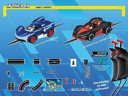 Carrera - 20062566 - GO I Sonic the Hedgehog 4.9 I Offizielles SEGA Sonic the Hedgehog Autorennset I Spaßige Rennen mit Sonic & Shadow durch Hochgeschwindigkeitsgeraden enge Kurven & schneller Looping