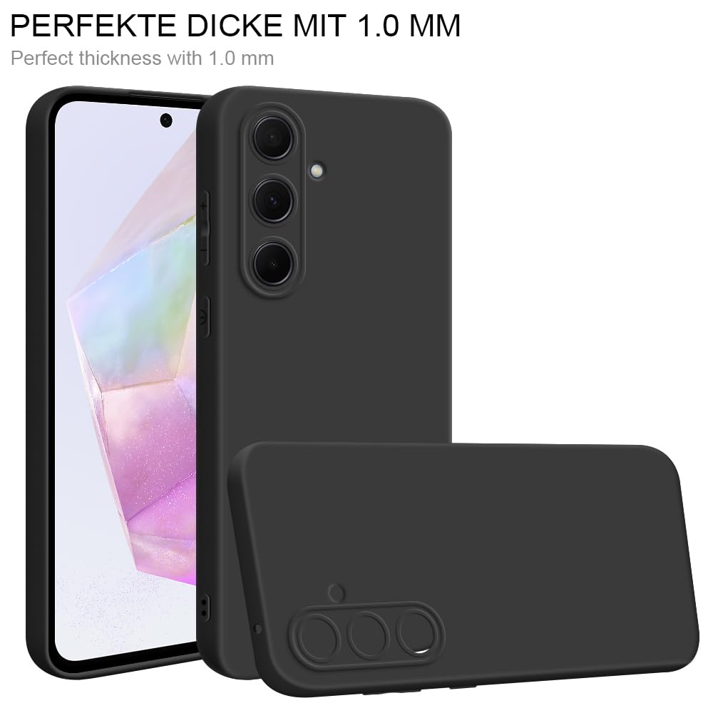 HSP Hülle für Samsung Galaxy A35 5G [Staubabweisend] Handyhülle | Premium TPU Silikon Case Schutzhülle | Kratzfest Stoßfest Fallschutz | Kameraschutz Displayschutz | Passgenau Dünn Matt | Schwarz