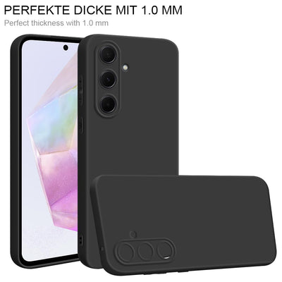 HSP Hülle für Samsung Galaxy A35 5G [Staubabweisend] Handyhülle | Premium TPU Silikon Case Schutzhülle | Kratzfest Stoßfest Fallschutz | Kameraschutz Displayschutz | Passgenau Dünn Matt | Schwarz