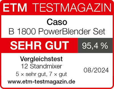 CASO B 1800 PowerBlender-Set - Standmixer, 28.000 U/min, Glasbehälter 1,75 L, inkl. Trinkflasche und Zerkleiner, Mixer Testsieger mit sehr gut, Edelstahl