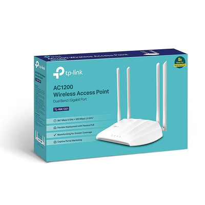 TP-Link TL-WA1201 WLAN Dualband Access Point 1267Mbit/s (867Mbit/s 5GHz + 400Mbit/s 2,4GH, Unterstützt Passive PoE , 4 fixierte Antennen) weiß (1er Pack)