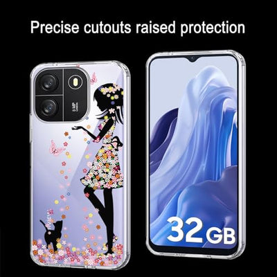 HuiYouMY Handyhülle Kompatibel mit Blackview Wave 6C/Blackview Oscal Flat 1C Hülle + 2 Stück Gehärtetes Glas Schutzfolie, Weich Transparent Schutzhülle, Starker Schutz Silikon Case TPU Cover - WM49