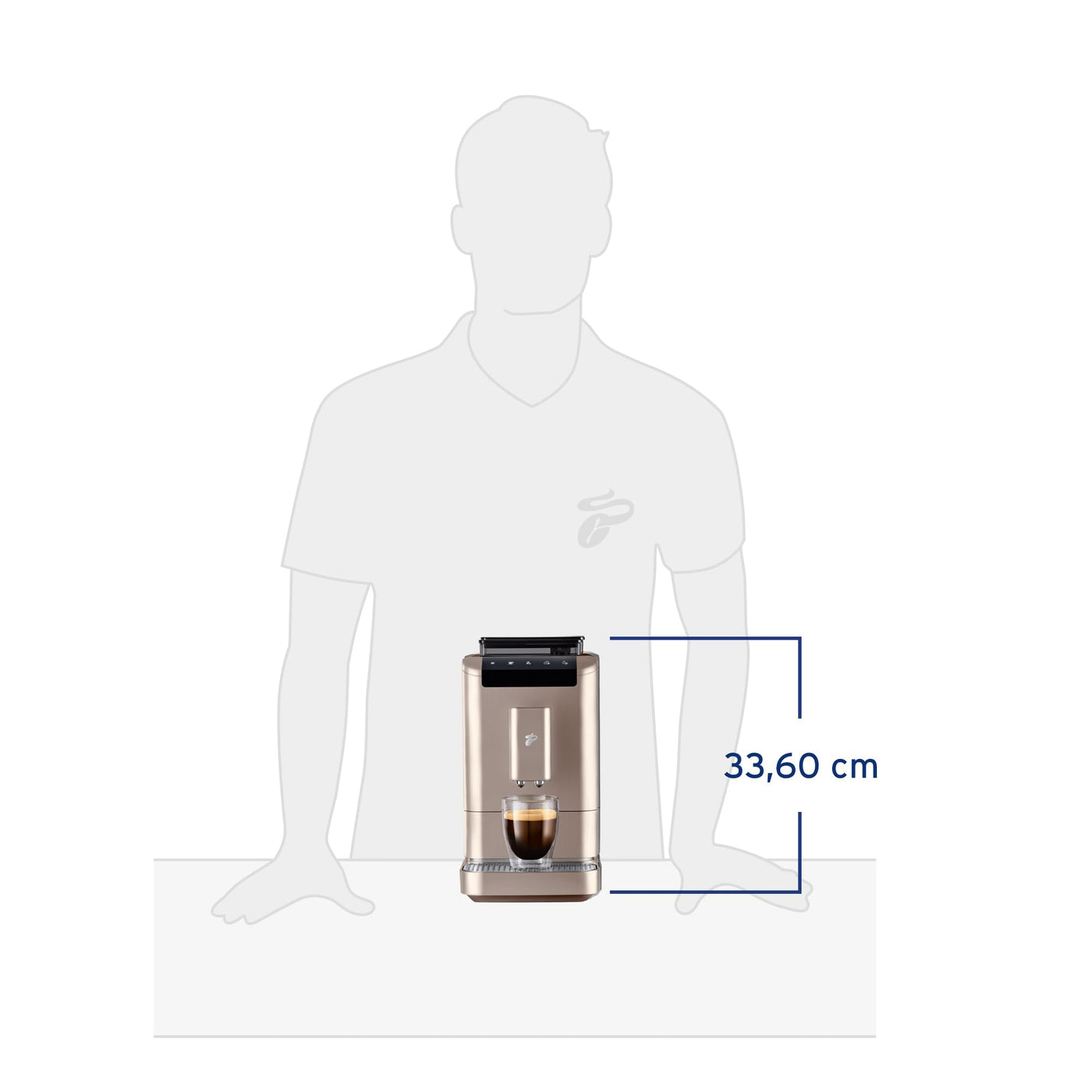 Tchibo Kaffeevollautomat Esperto2 Caffè mit 2-Tassen-Funktion für Caffè Crema und Espresso, Metallic Sand – INKLUSIVE Kaffeeprobierset GRATIS