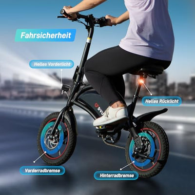 DYU D3S E-Bike Klapprad 14 Zoll - Elektrofahrrad, 25 km/h Höchstgeschwindigkeit, 40 km Reichweite, Scheibenbremsen, faltbar, für Jugendliche und Erwachsene