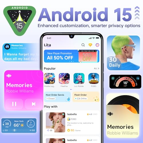 OUKITEL C6 5G Smartphone Ohne Vertrag, 24GB RAM+256GB/1TB ROM Handy Ohne Vertrag, 6.8'' HD+90Hz, 5150mAh, Android 15 Simlockfreie Handys, 50MP Kamera Smartphone, Dual 5G SIM/GPS/Face ID/Fingerabdruck