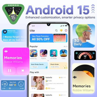 OUKITEL C6 5G Smartphone Ohne Vertrag, 24GB RAM+256GB/1TB ROM Handy Ohne Vertrag, 6.8'' HD+90Hz, 5150mAh, Android 15 Simlockfreie Handys, 50MP Kamera Smartphone, Dual 5G SIM/GPS/Face ID/Fingerabdruck