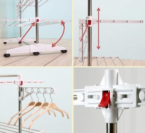 One Click Luxus Wäscheständer hoch - Flügelwäscheständer - Turmwäscheständer auf 4 Ebenen