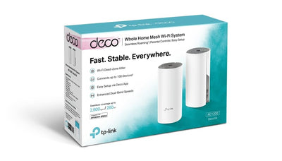 TP-Link Deco E4 Mesh WLAN Set (2er Pack), AC1200 Dual Band Router & Repeater (Reichweite bis zu 260m², ideal für große Häuser mit mehreren Geräten, 4x 100Mbit/s Ports) weiß