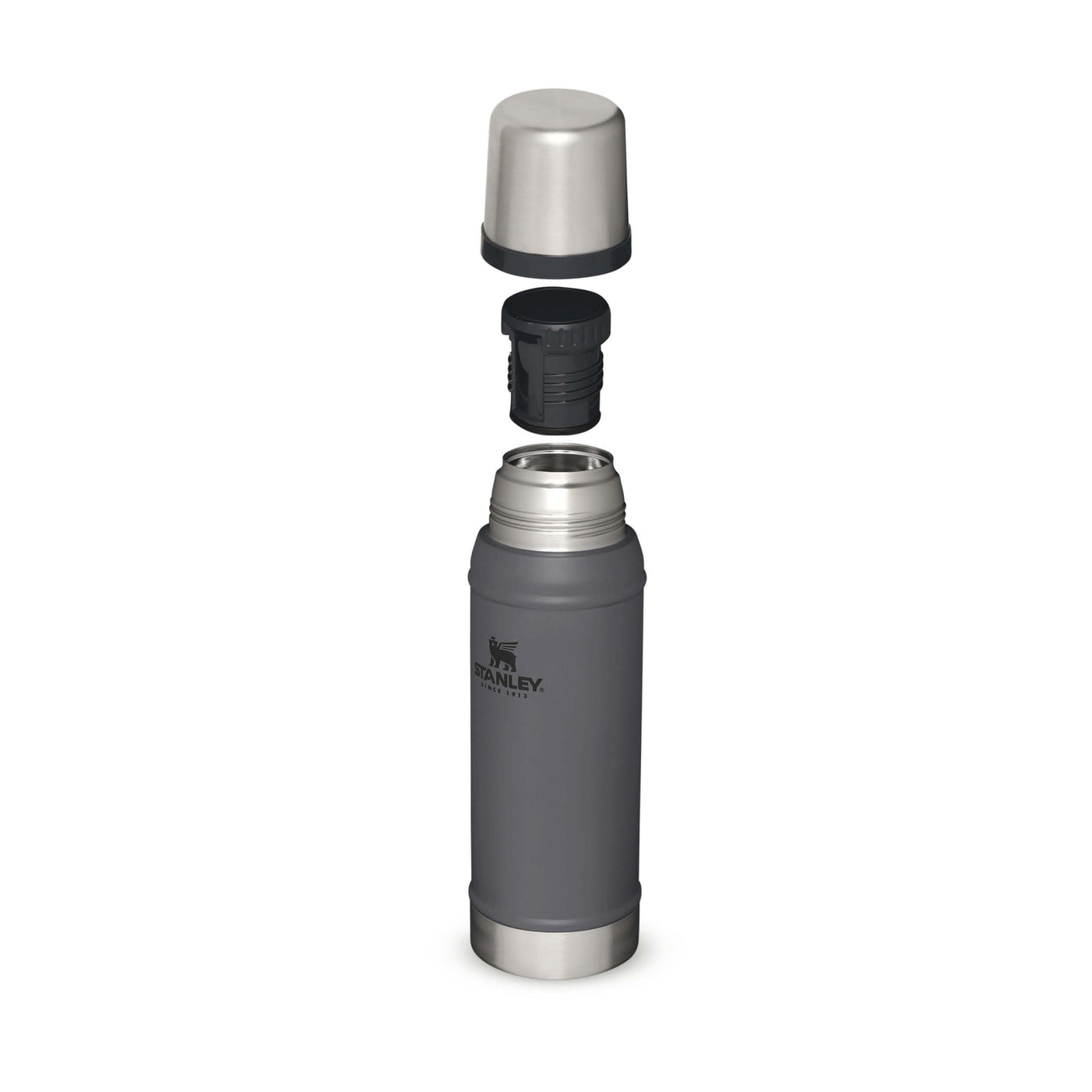 Stanley Classic Legendary Thermosflasche 750 ml - Thermos Hält 20 Stunden Heiß oder Kalt - Edelstahl Thermoskanne - BPA-Frei - Spülmaschinenfest - Charcoal
