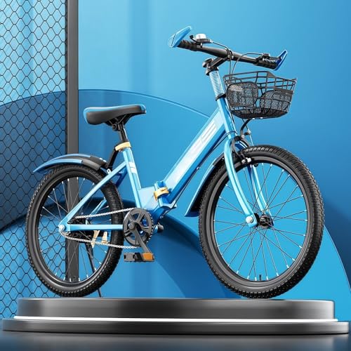 Zusammenklappbare Mountainbikes Für Ältere Kinder, Neue 20-Zoll-Fahrräder Für Jungen Und Mädchen, Fahrrad Mit Rahmen Aus Kohlenstoffstahl, Verstellbarer Lenker Und Sitzhöhe Sky Blue,22"