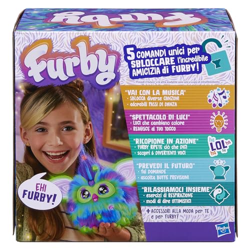 Hasbro Furby Galaxy Elektronisches Plüschtier für Kinder und Mädchen ab 6 Jahren, Plüsch mit Lichtern, Geräuschen und 5 Sprachmodi, Spielzeug für Feiertage zum Sammeln Mehrfarbig