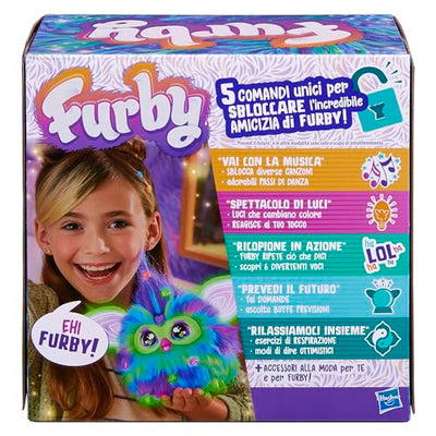 Hasbro Furby Galaxy Elektronisches Plüschtier für Kinder und Mädchen ab 6 Jahren, Plüsch mit Lichtern, Geräuschen und 5 Sprachmodi, Spielzeug für Feiertage zum Sammeln Mehrfarbig