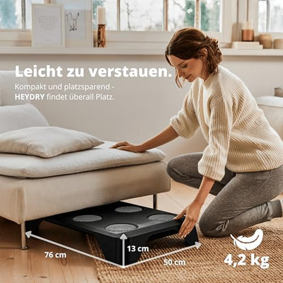 HEYDRY Wäschetrockner Wäscheständer - Made in Germany - schneller trockene Wäsche - platzsparend energiesparend klein - für jede Wäsche - Trockner Ventilator Lüfter - weiß