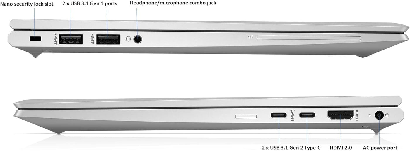 HP EliteBook 845 G7 Laptop Business, 14 Zoll FHD Notebook, AMD Ryzen 5 Pro 4650U, 16GB RAM, 512GB SSD, CAM, US-Tastatur, Windows 11 Pro (Generalüberholt)