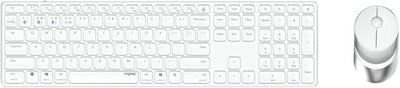 Rapoo 9850M kabelloses Tastatur-Maus Set Wireless Deskset 1600 DPI Sensor wiederaufladbarer Akku flaches Aluminium Design DE-Layout QWERTZ PC & Mac - weiß