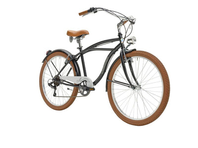 Adriatica Bazam - Cruiser-Fahrrad für Herren, 26 Zoll, 6 Gänge, Stahlrahmen, Größe 45, mattschwarz