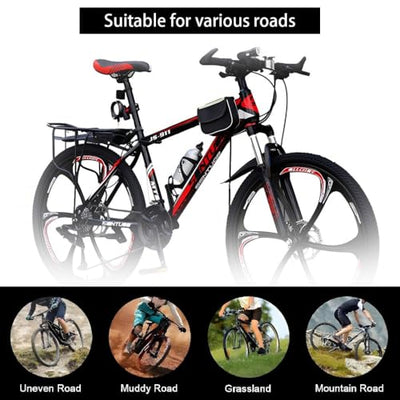 Wmmner Mountainbike, 24 Zoll, 26 Zoll, 27,5 Zoll, 21 Gänge, Dual-Disc-Bremse, 6 Speichenräder für Männer, Frauen, Erwachsene, Fahrkapazität: 200 kg/a/26 Zoll