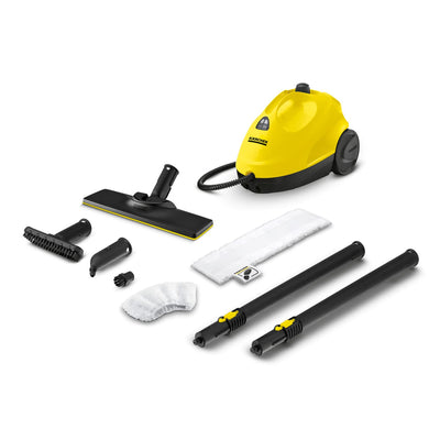 Kärcher Dampfreiniger SC 2 EasyFix, Dampfdruck: 3,2 bar, Aufheizzeit: 6,5 min., Leistung: 1.500 W, Flächenleistung: 75 m², Tank: 1 l, mit Bodenreinigungsset EasyFix, Düsen und Mikrofaserbezug, Gelb