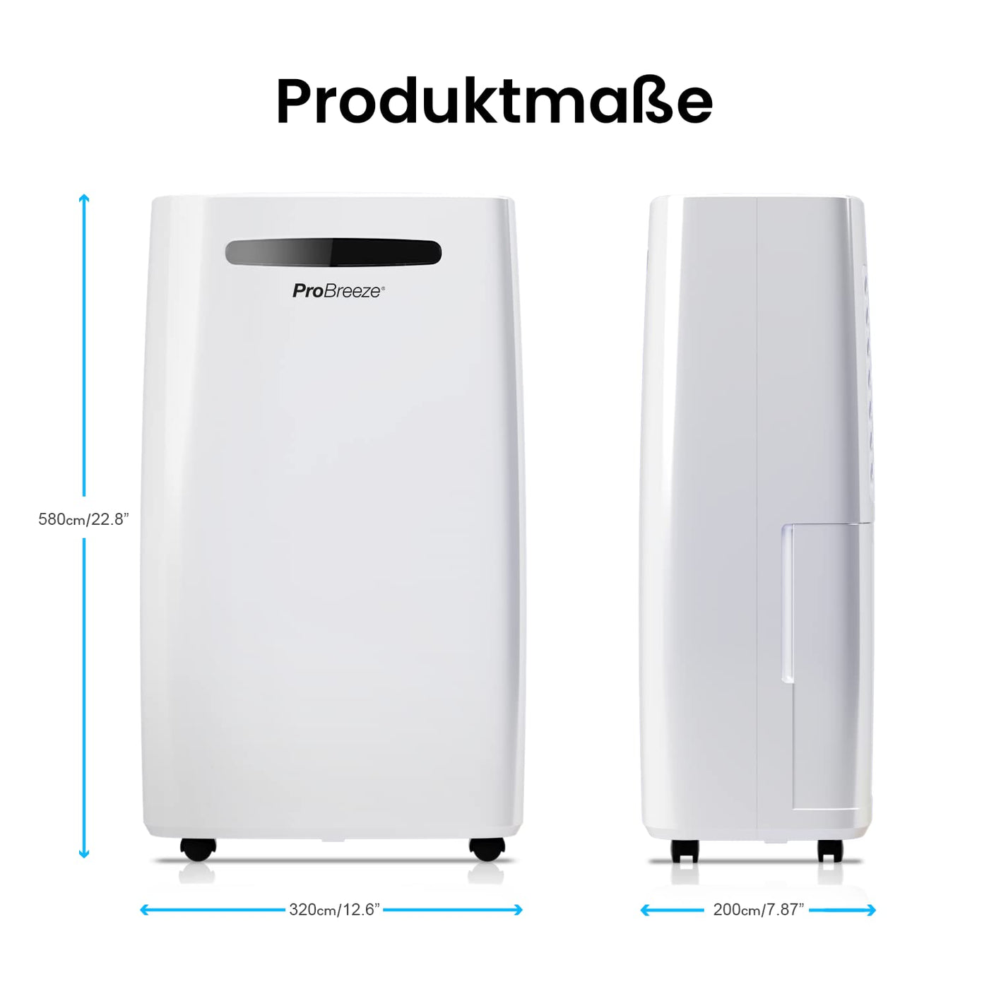 Pro Breeze Luftentfeuchter 20L in 24h Entfeuchtungsleistung - Raumgröße ca. 195m³ (~30 m²) - mit 4 Betriebsarten, Digitalanzeige, Ablaufschlauch, Wäschetrocknung, Timer - Gegen Feuchtigkeit, Schimmel