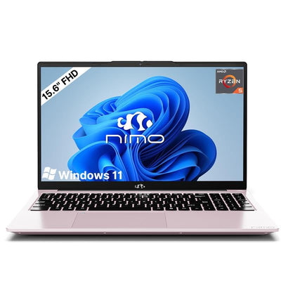 NIMO Roségold Laptop 15,6 Zoll Full HD: 16GB RAM, 1TB SSD, Intel N100, WLAN-Konnektivität, USB-C 65W, Fingerabdruck, Beleuchtete Tastatur, Leichter Computer für Arbeit & Studium