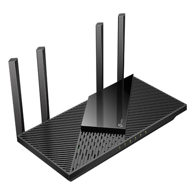 TP-Link Archer AX55 Wi-Fi 6 WLAN Router, 2402 Mbit/s 5 GHz, 574 Mbit/s 2,4 GHz, 4 × Gigabit LAN-Ports, 1 × USB 3.0 Port, unterstützt keine DSL-Funktion, Schwarz