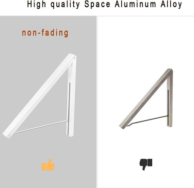 Anjuer Wäscheständer, Wandmontage, Kleiderbügel, zusammenklappbar, Aluminium, platzsparend, Weiß