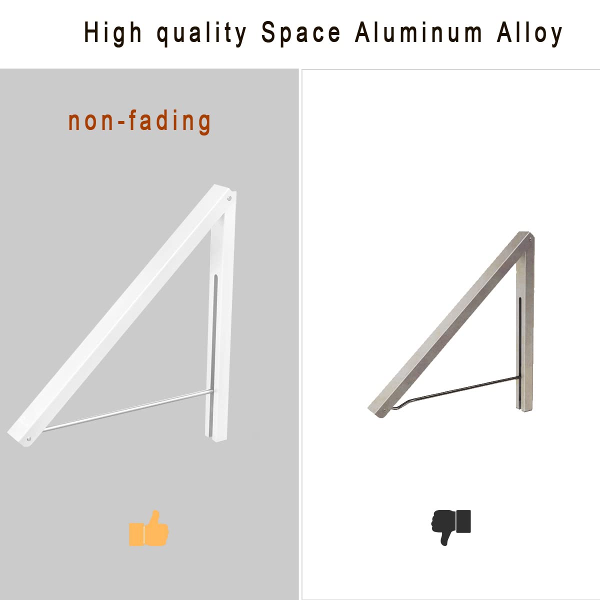 Anjuer Wäscheständer, Wandmontage, Kleiderbügel, zusammenklappbar, Aluminium, platzsparend, Weiß