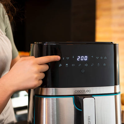 Cecotec Heißluftfritteuse 5,5 L Cecofry Full Inox 5500 Pro. 1700 W, Kompaktes und Digitale, Diät-Fritteuse, Edelstahlausführung, ölfrei, PerfectCook-Technologie, Thermostat, 8 Modi