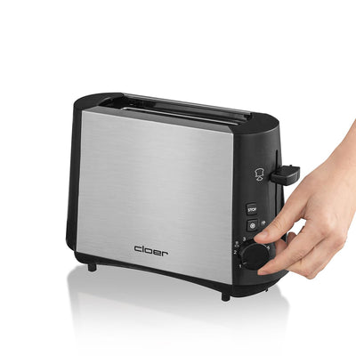 Cloer 3890 Single-Toaster, Minitoaster für 1 Toastscheibe, 600 W, "Auftau-Funktion", Krümelschublade, Nachhebevorrichtung, mattiertes wärmeisoliertes Edelstahlgehäuse