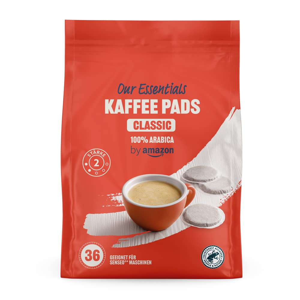 by Amazon Kaffeepads Classic 100% Arabica, Geeignet für Senseo Maschinen, Mittlere Röstung, 36 Stück, 4er-Pack